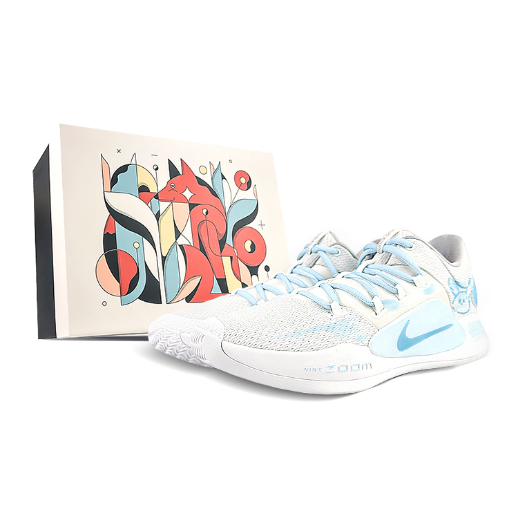 Nike Hyperdunk X Cushioned Slip-Resistant Breathable Lightweight Low-Top Basketball Shoes Men's White Blue