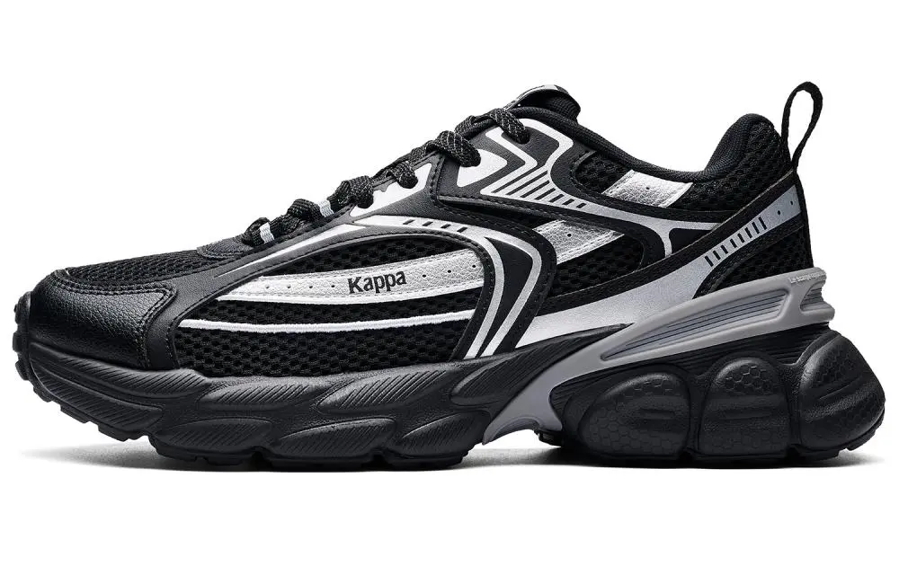 Kappa Anti Slip Wear Resistant Low Top Running Shoes Unisex Black Silver
