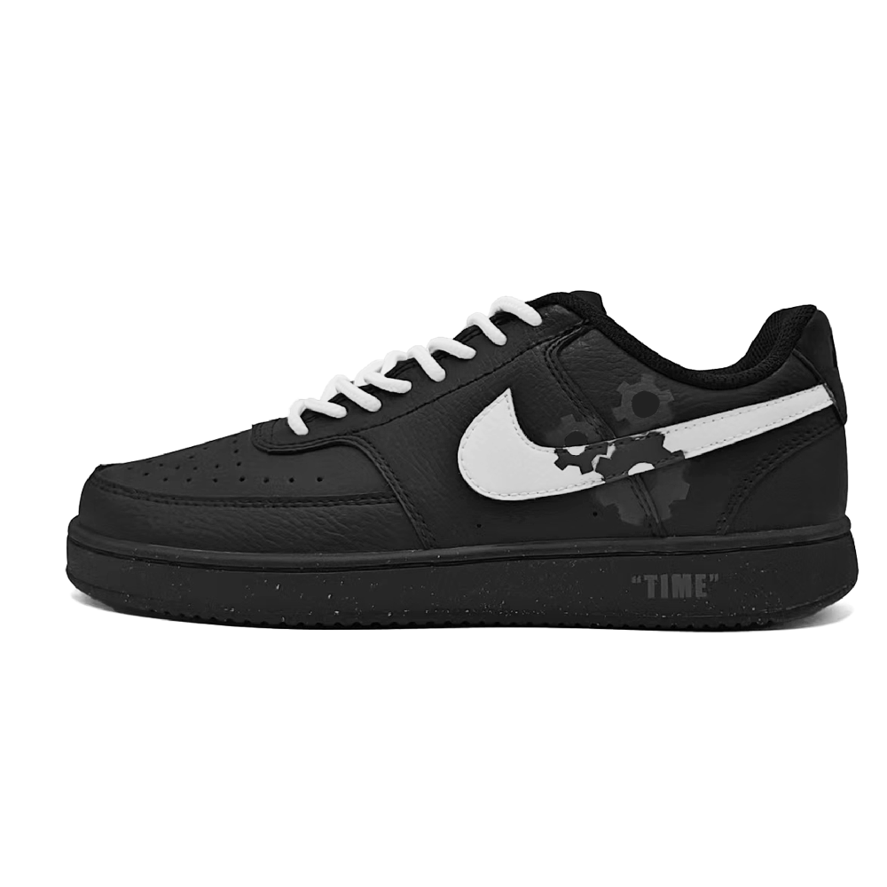 Nike Court Vision Gear Wear resistant And Lightweight Low Top Skateboard Shoes Unisex Black White