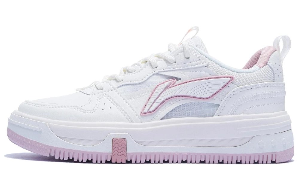 LiNing Slip Resistant, Abrasion Resistant, Breathable, Height Increasing Low Top Skateboard Shoes Women's Mist White