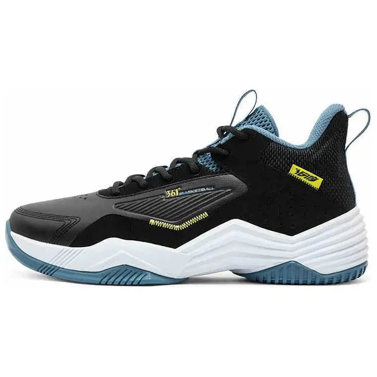 361° Anti Slip Wear Resistant High Top Basketball Shoes Men's Black Blue