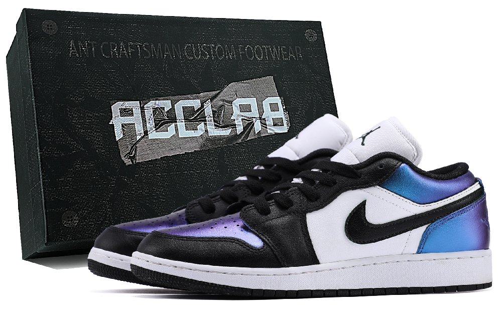 Jordan Air Jordan 1 Abrasion Resistant Low Top Vintage Basketball Shoes Unisex Red, Violet And Blue