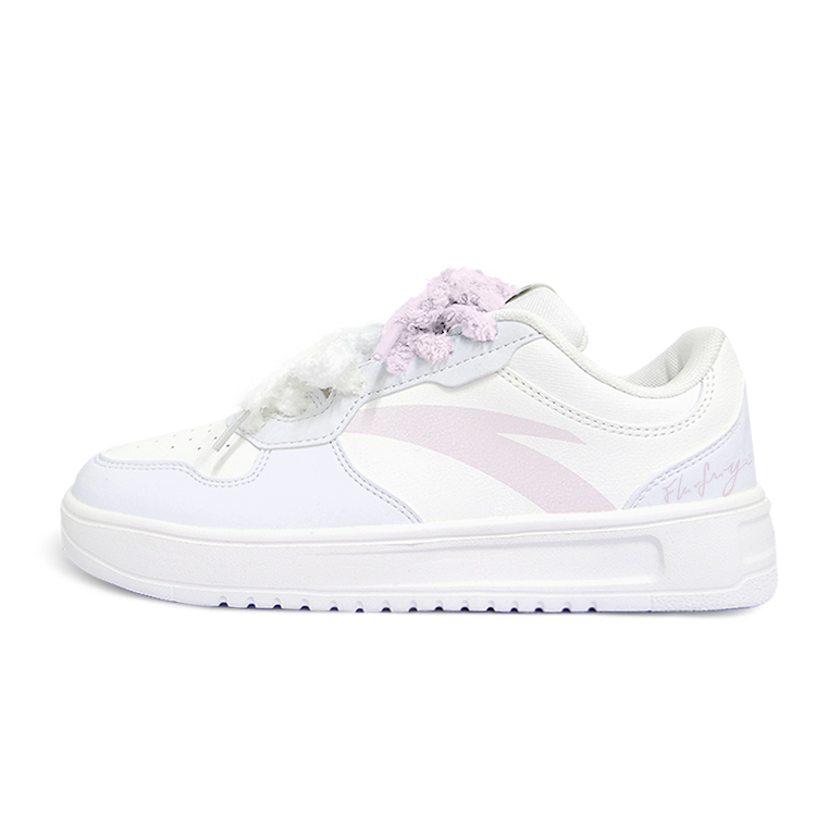 Anta Relaxed Anti Slip Wear Resistant Low Top Skateboard Shoes Unisex White Purple Pink