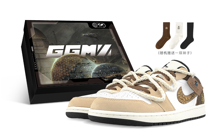 Jordan Air Jordan 1 Low-Top Vintage Basketball Shoes Men's White Brown