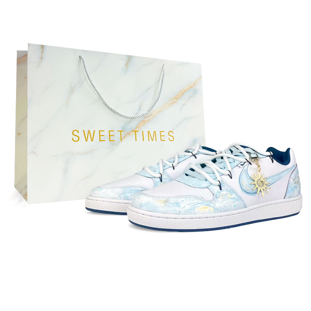 Nike EBERNON Abrasion Resistant Low top Skateboard Shoes Men's White Blue
