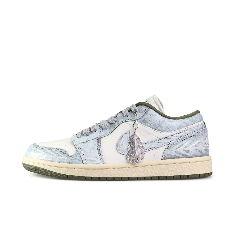 Jordan Air Jordan 1 Vintage Basketball Shoes Unisex Low top White/Silver/Green