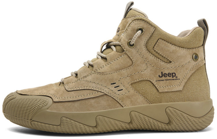 Jeep Cushioning Wear-Resistant High-Top Casual Shoes Men's Khaki