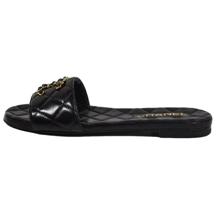 CHANEL Slip Resistant Slide Slippers Women's Black