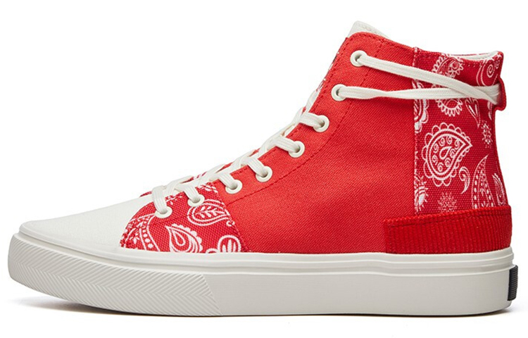 FILA FUSION Canvas Shoes Women's High-Top Dark Blue/Fire Red