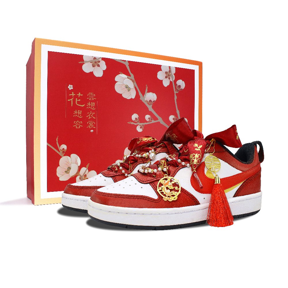 Nike Court Borough Wear resistant And Lightweight Low Top Skateboard Shoes Women's Red