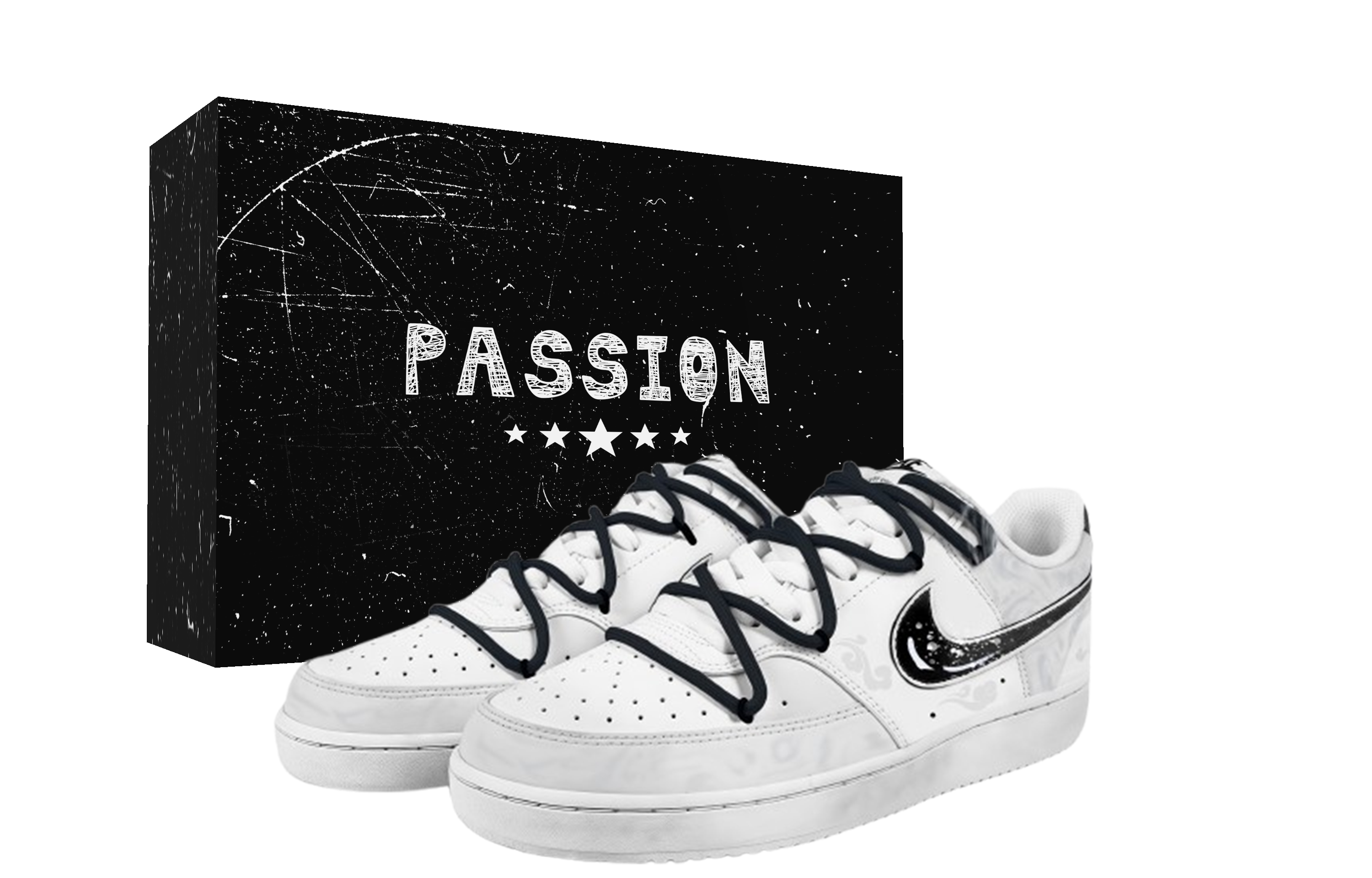 Nike Court Vision 1 White Ink Box Abrasion Resistant Low top Skateboard Shoes Unisex White