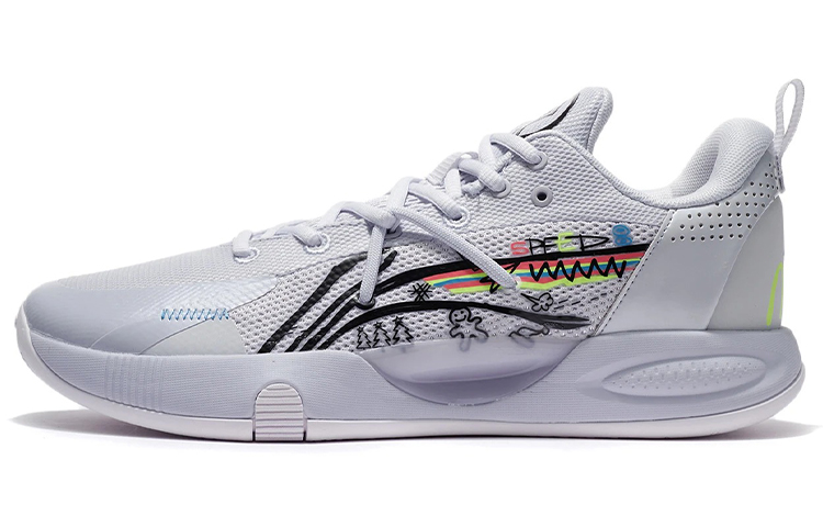 LiNing Speed 8 Cushioning Anti-Slip And Wear-Resistant Coverage Support Low-Top Basketball Shoes Light Frost Blue