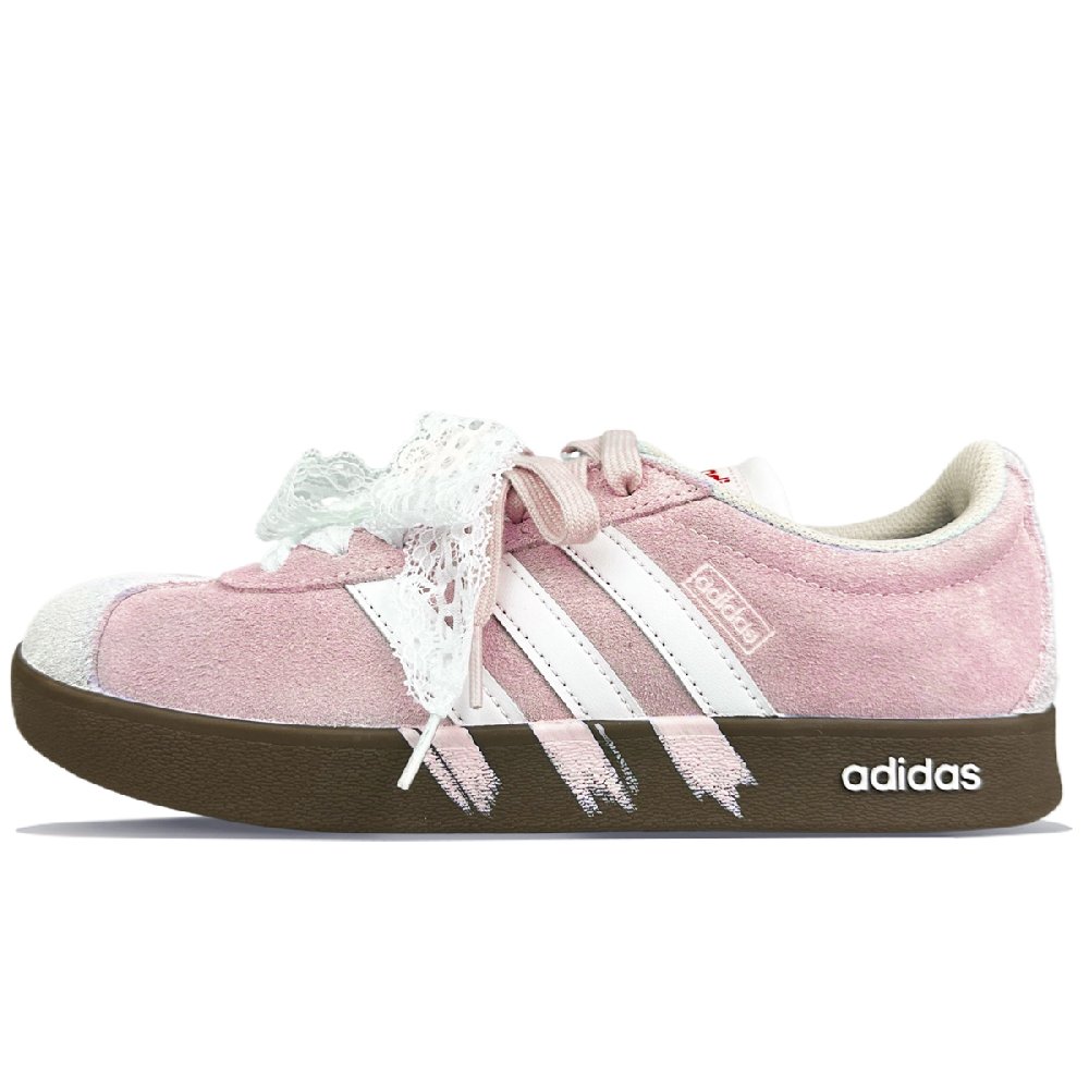 Adidas VL COURT 2.0 Cushioning, Wear Resistant Low Top Skateboard Shoes Unisex White Pink
