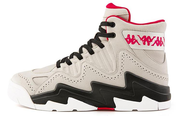 Kappa Anti-Slip Wear-Resistant High-Top Vintage Basketball Shoes Unisex Khaki Black