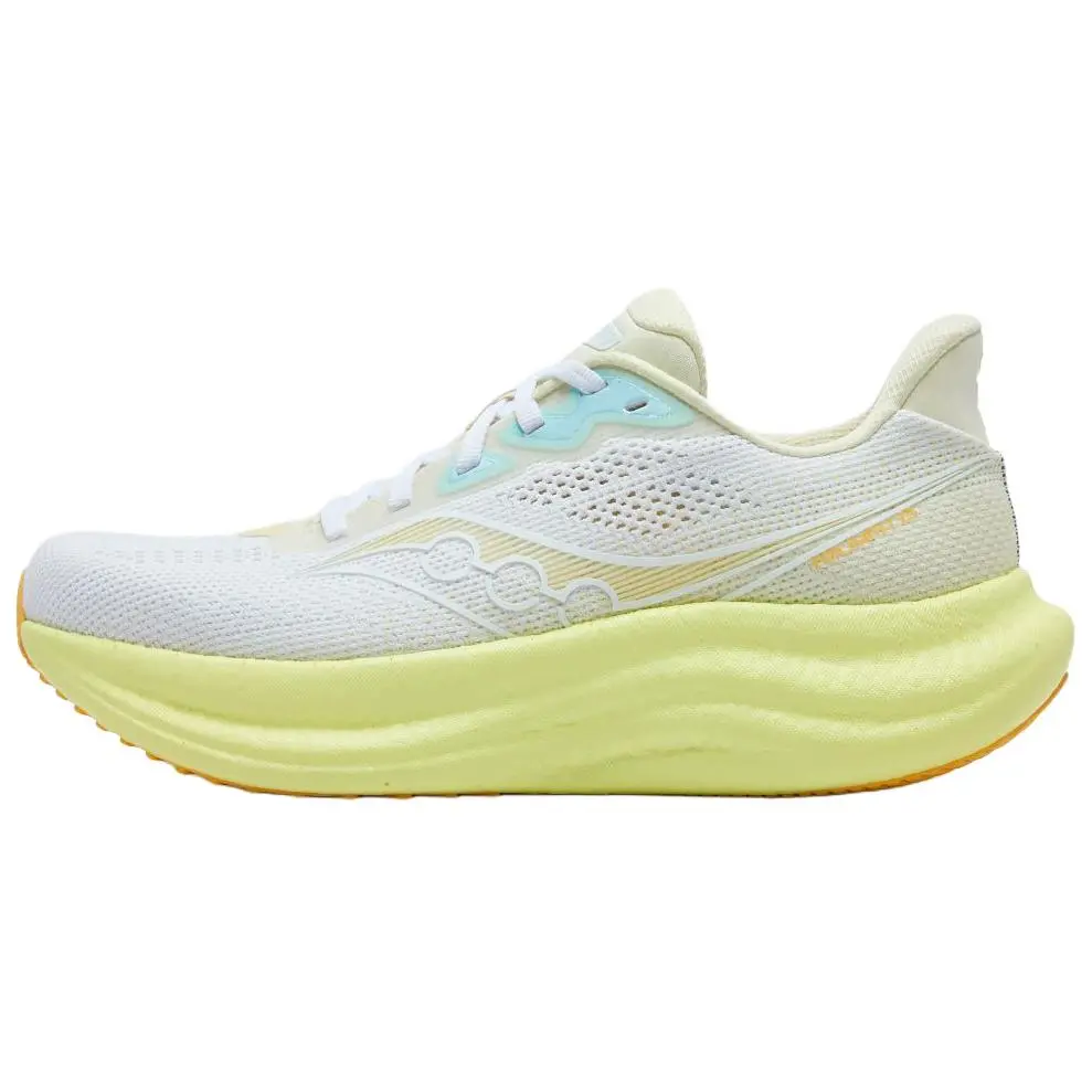 Saucony Triumph Victory 23 Cushioning, Breathable, And Resilient Design Low Top Running Shoes Women's White Yellow