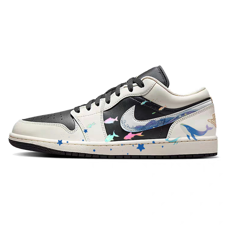 Jordan Air Jordan 1 Anti Slip Wear Resistant Low Top Vintage Basketball Shoes Men's Black
