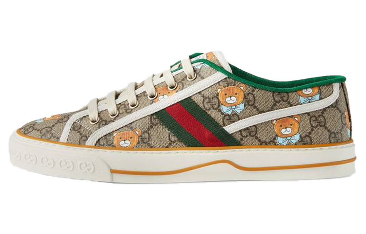 Kai x GUCCI Tennis 1977 Low-Top Stylish Skateboarding Shoes Men's Brown