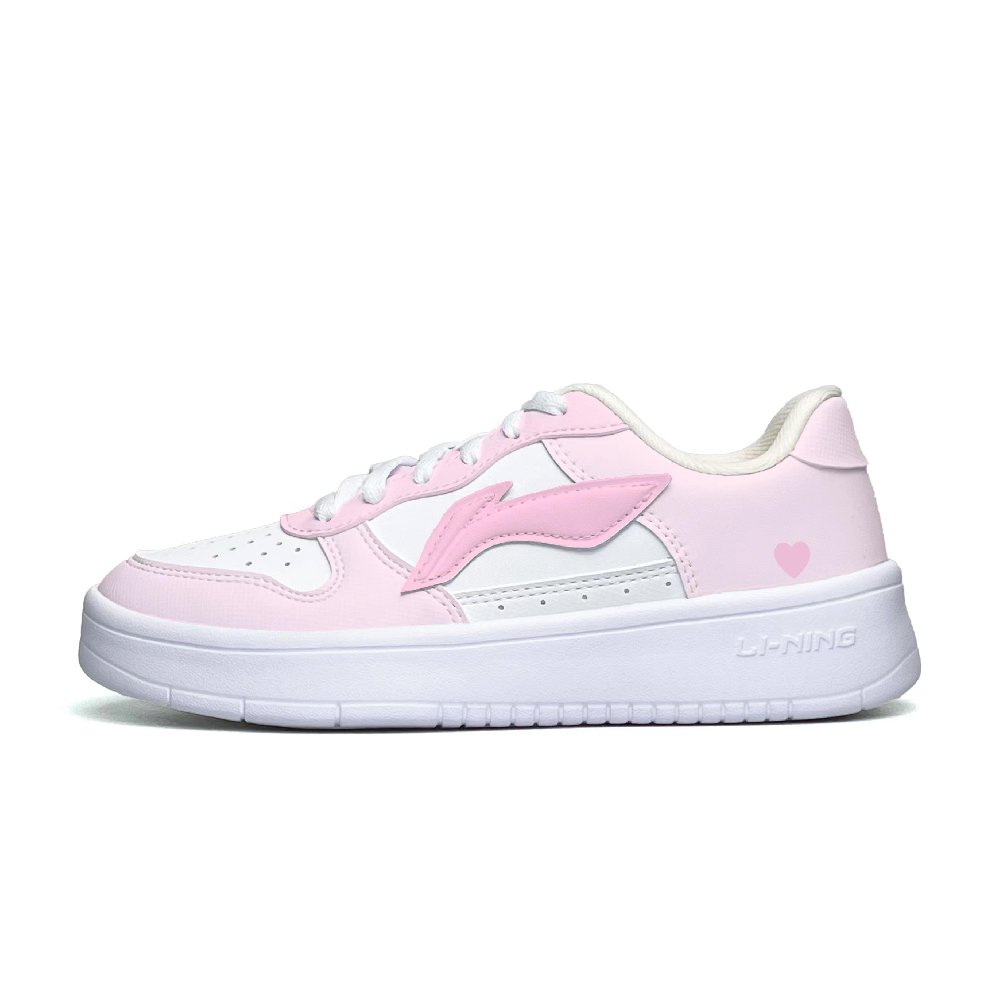 LiNing Pontoon Boats Slip Resistant, Abrasion Resistant, Lightweight Low top Skateboard Shoes Women's Pink White