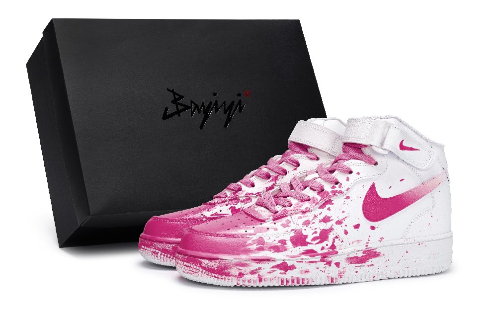 Nike Air Force 1 Coverage Anti-Slip And Wear-Resistant Mid-Top Skateboard Shoes Men's White Rose Red