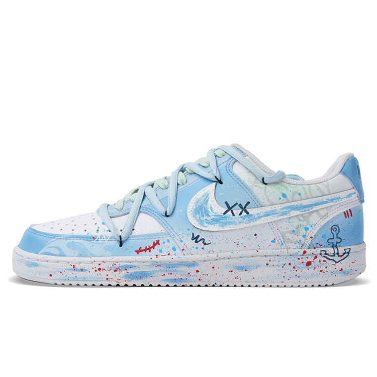 Nike Court Vision 1 Anti-Slip Wear-Resistant Low-Top Skateboard Shoes Men's Blue White