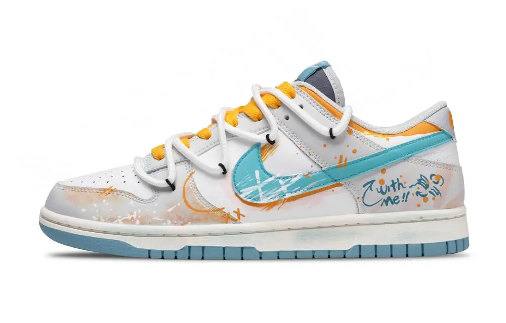 Nike Dunk Bubbles Wave Low top Skateboard Shoes Unisex Blue Yellow