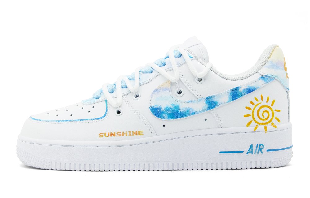 Nike Air Force 1 Low Low-Top Skateboard Shoes Women's White Blue Orange