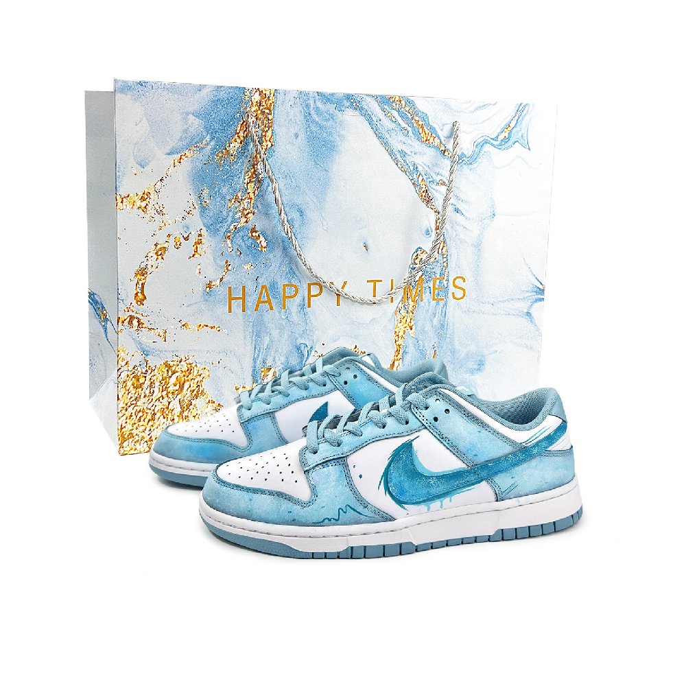 Nike Dunk Frozen Abrasion Resistant Low Top Skateboard Shoes Men's White Blue