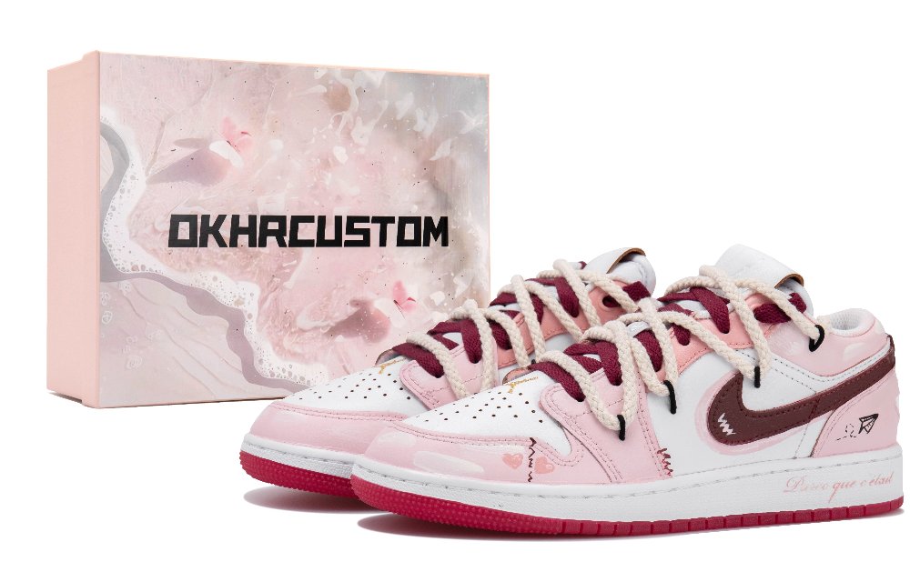 Jordan Air Jordan 1 Low Top Vintage Basketball Shoes Women's White Pink