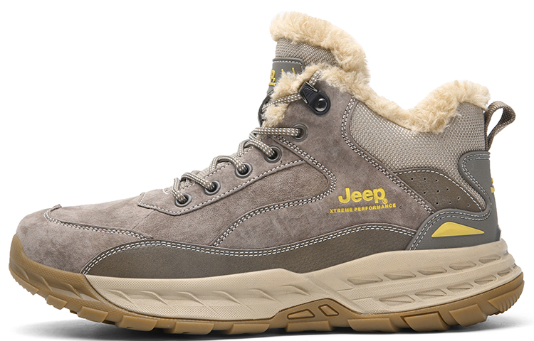Jeep Fleece Lined Collection Mid Top Outdoor Functional Mountaineering Shoes Men's Khaki