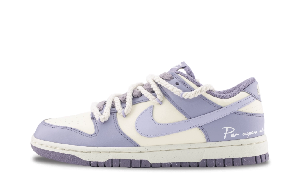 Nike Dunk Starry Language Abrasion Resistant Low Top Skateboard Shoes Unisex Light Purple
