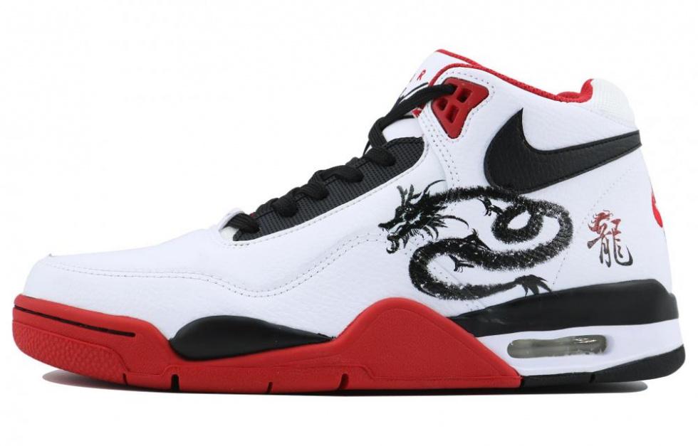 Nike Flight Legacy Mid-Top Vintage Basketball Shoes Unisex White Black Red