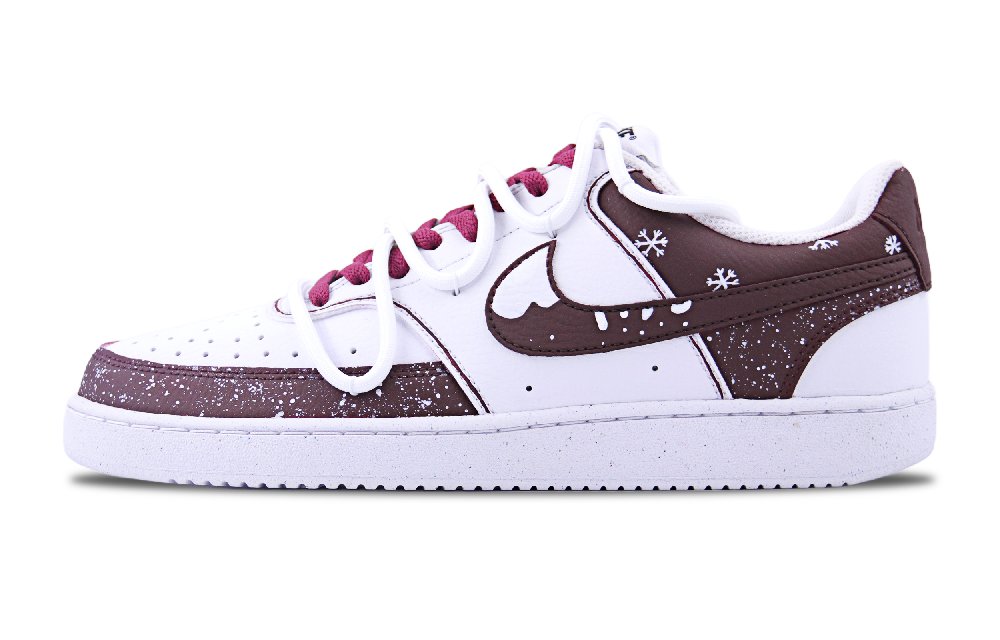 Nike Court Vision 1 Anti-Slip Wear-Resistant Low-Top Skateboard Shoes Women's Burgundy
