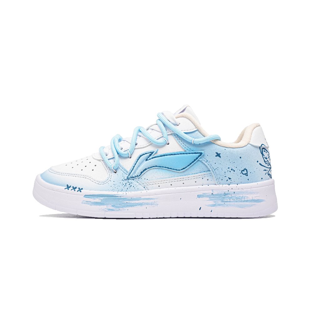LiNing Pontoon Boats Slip Resistant, Abrasion Resistant, Breathable Low Top Skateboard Shoes Women's Blue