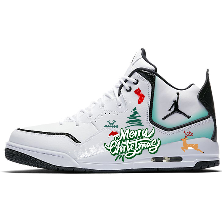 Jordan Courtside 23 Cushioned Wear-Resistant Slip-Resistant Mid-Top Vintage Basketball Shoes Men's Black White