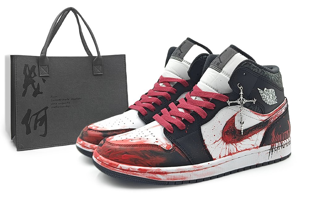 Jordan Air Jordan 1 Mid SE 'Panda Elephant' Abrasion Resistant Mid Top Vintage Basketball Shoes Men's Black Red