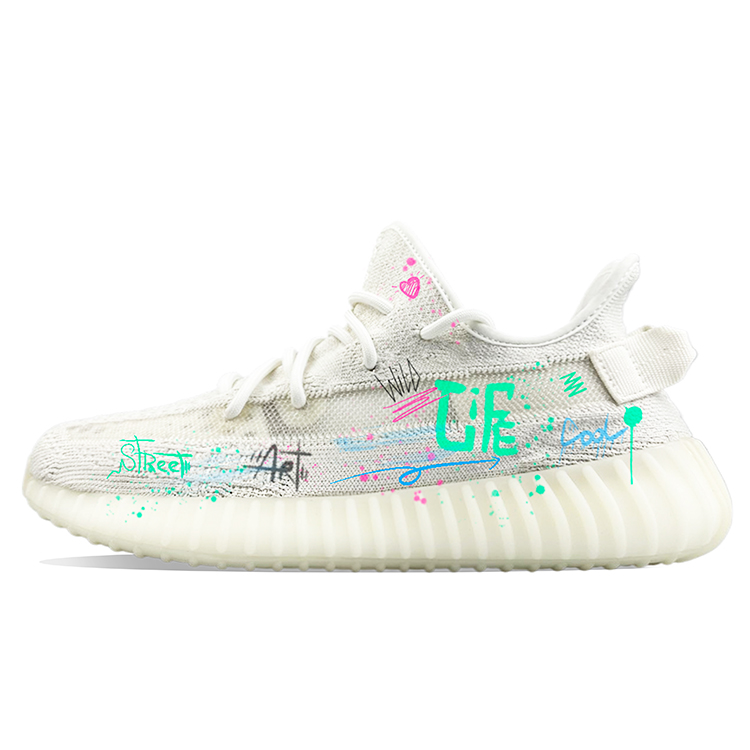 Adidas Originals Yeezy Boost 350 Anti-Slip Wear-Resistant Low-Top Casual Shoes Unisex Green White