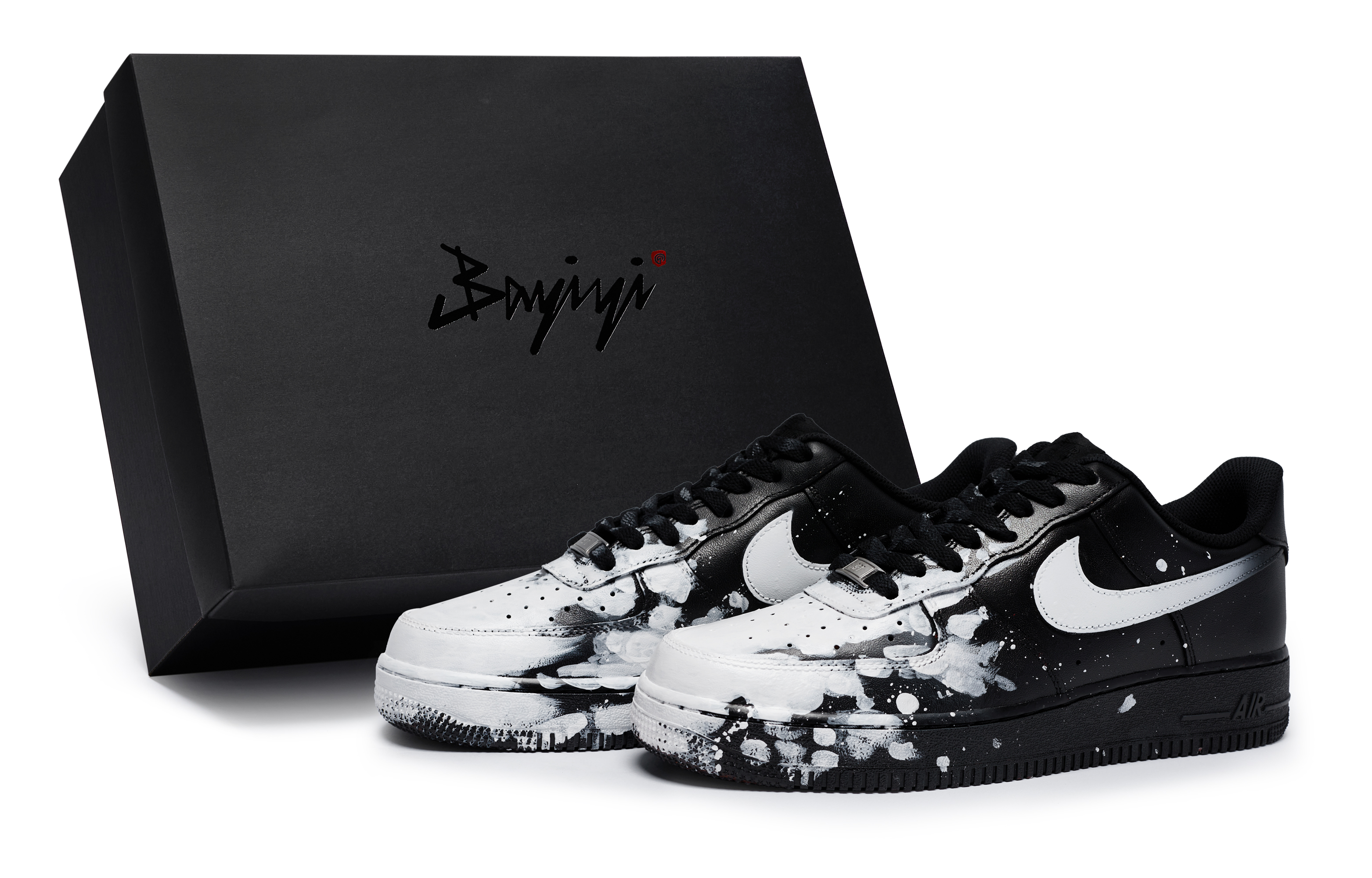 Nike Air Force 1 07 811 Manufacturing, Gothic White Flame, Special Shoe Box Low top Skateboard Shoes Unisex Black White