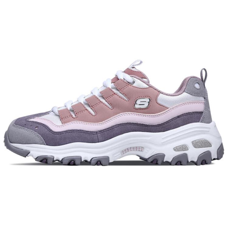 Skechers DLITES Durable Breathable Low-Top Casual Shoes Women's Pink Gray White