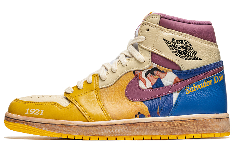 Jordan Air Jordan 1 High Top Vintage Basketball Shoes Unisex White Yellow