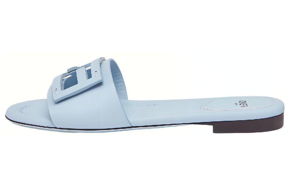FENDI Baguette Slip Resistant Slide Slippers Women's Light Blue