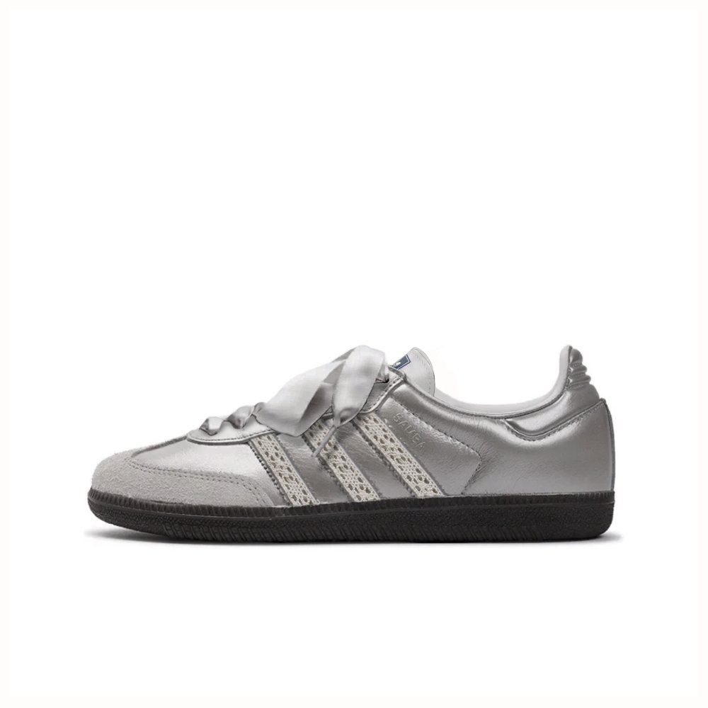 Adidas Originals Samba OG DeXun Moonlight Silver Engraved Wear-Resistant Low-Top Skateboard Shoes Unisex Silver