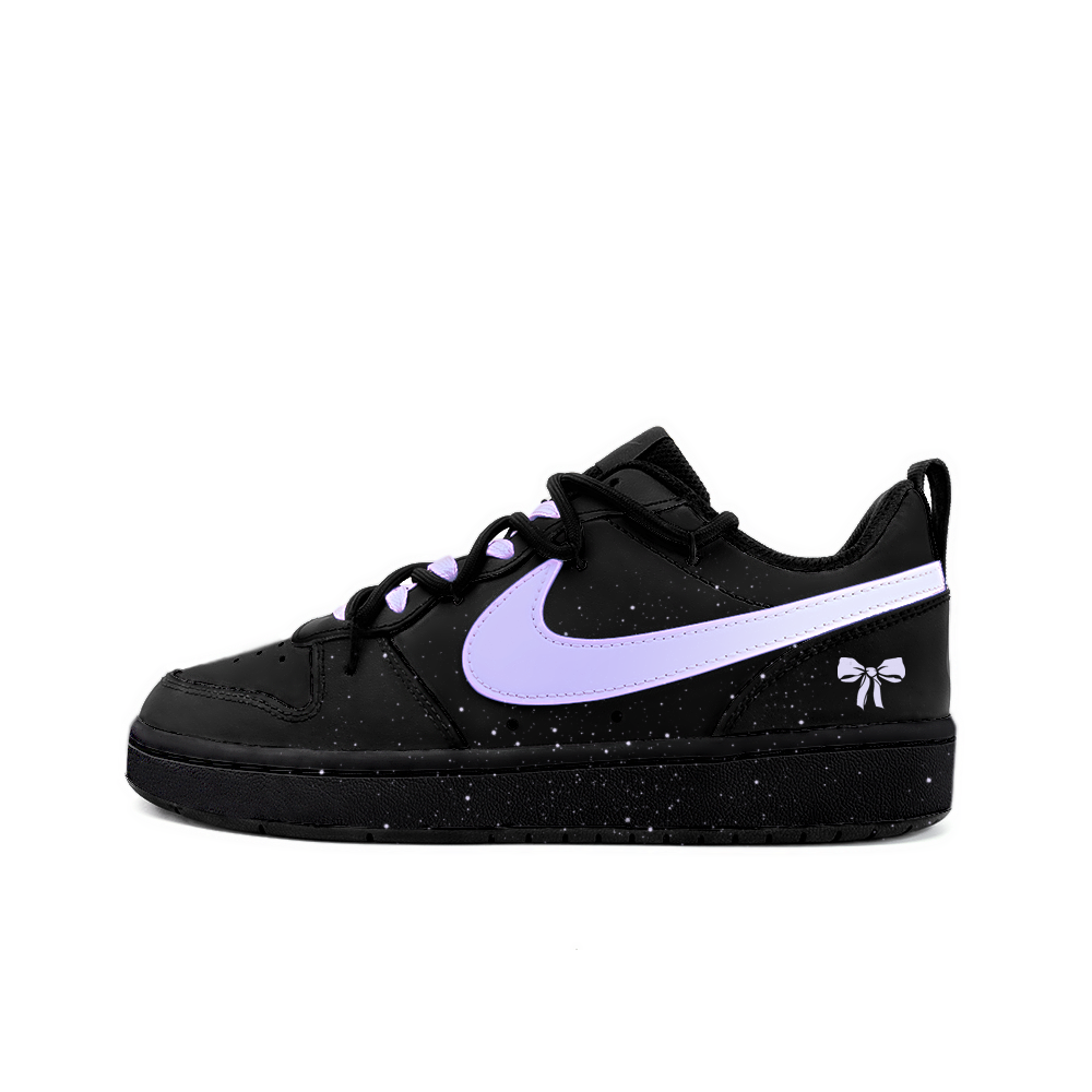 Nike Court Borough Non slip Lightweight Low Top Skateboard Shoes GS Black Purple