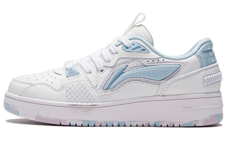 LiNing Durable Breathable Low-Top Skateboard Shoes Women's White Blue