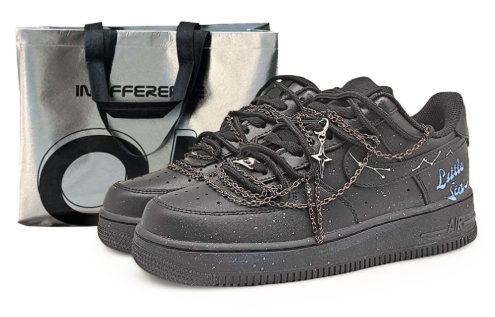 Nike Air Force 1 Coverage Abrasion Resistant Low Top Skateboard Shoes Unisex Black