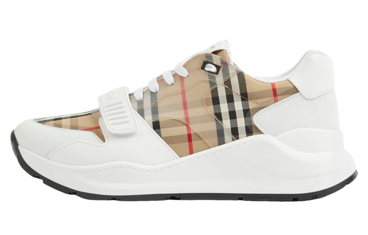 Burberry Check And Leather Sneaker White Clear Check