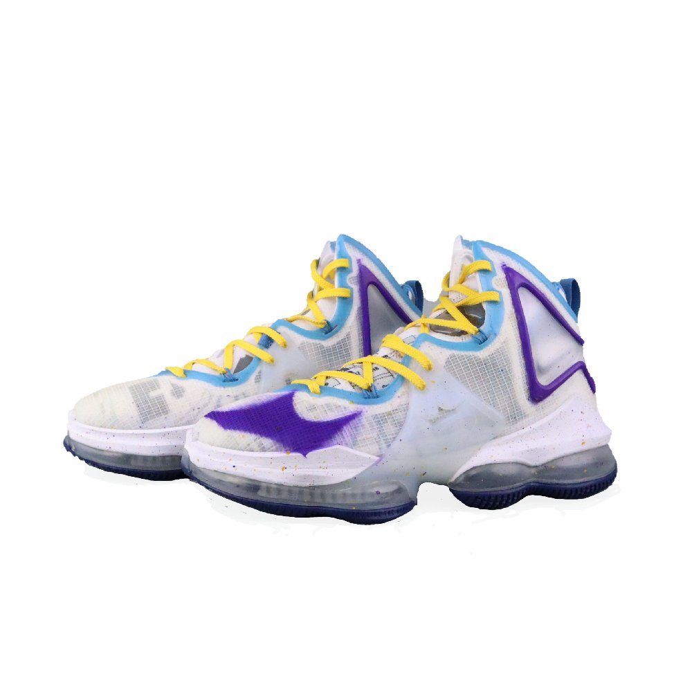 Nike Anti-Slip Wear-Resistant Breathable Coverage Support Mid-Top Basketball Shoes Men's White Purple Blue