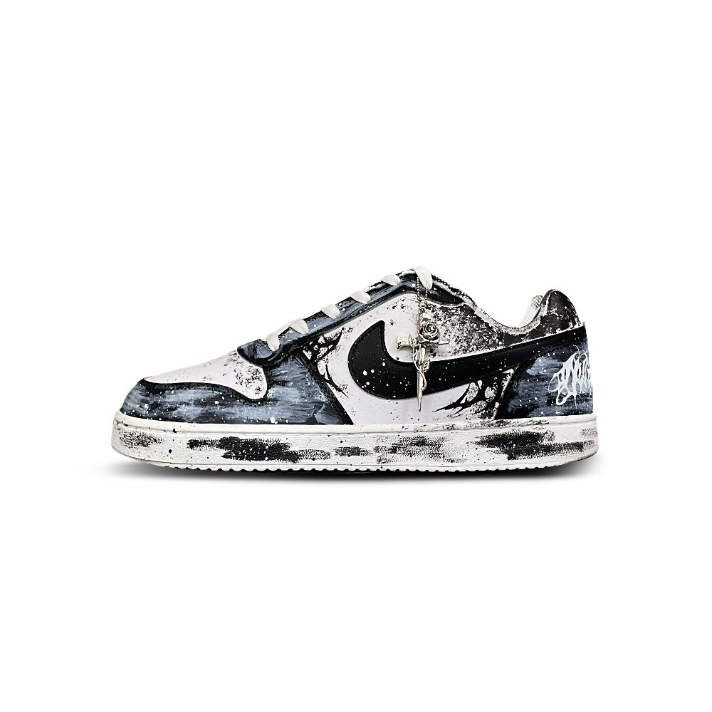 Nike EBERNON Abrasion Resistant Low Top Skateboard Shoes Men's Black White