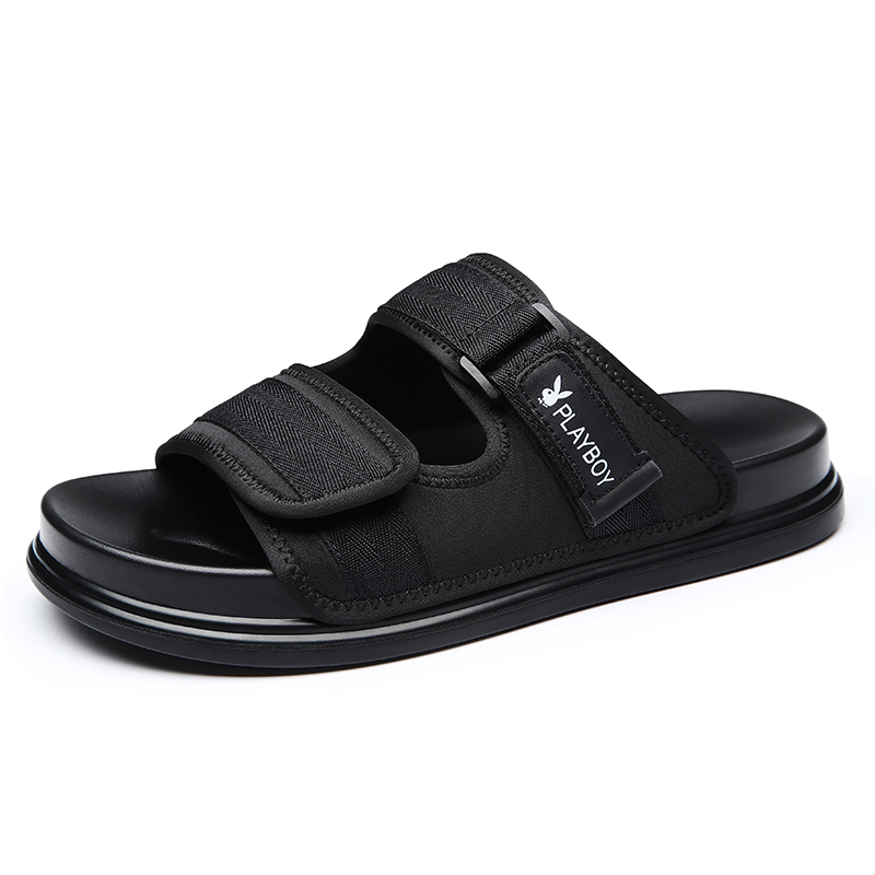 Playboy PU Polyurethane Slip-Resistant Slide Slippers Men's Black