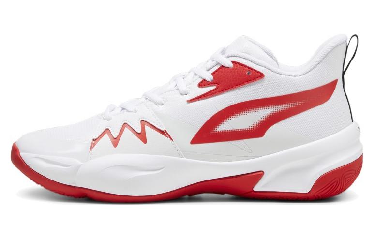 PUMA Genetics Slip-Resistant Low-Top Basketball Shoes Unisex White Red