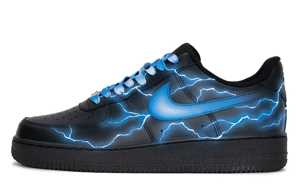 Nike Air Force 1 Anti-Slip And Wear-Resistant Lightweight Low-Top Skateboard Shoes Unisex Black Blue